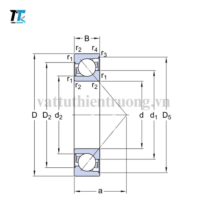 Vòng Bi Cầu Tiếp Xúc Góc 1 Dãy 7302 BE-2RZP